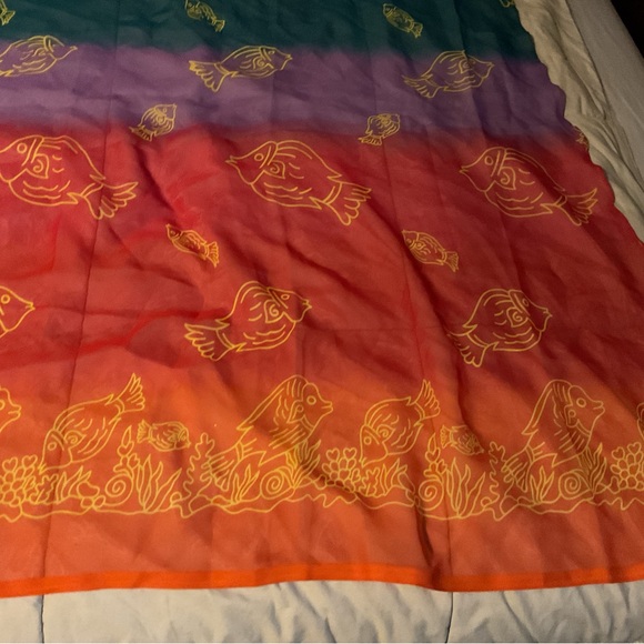 Vibrant Multicolor Fish Pattern Scarf - Picture 5 of 8